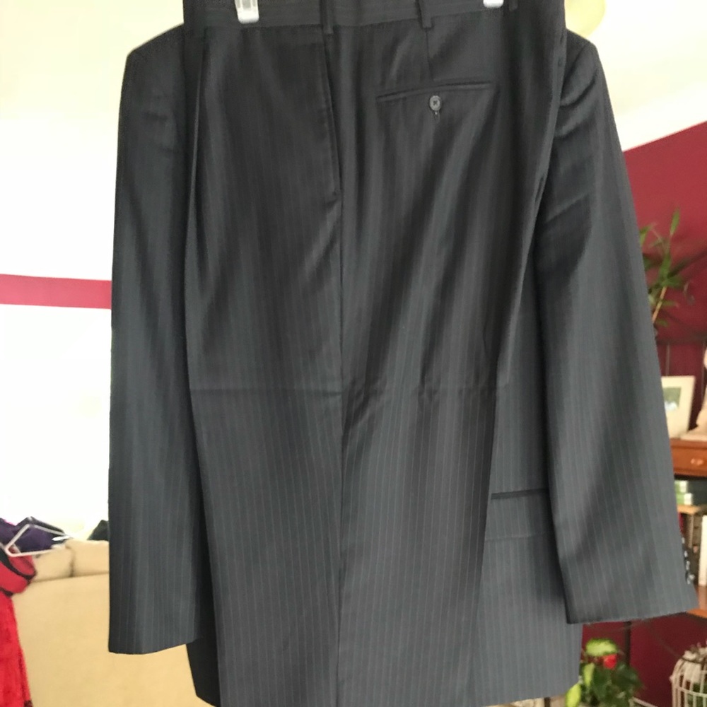 Gray suit.